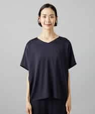 FMBHD02170 MICHEL KLEIN(ミッシェルクラン) [セットアップ対応]Vネックサテンオーバーブラウス ベージュ