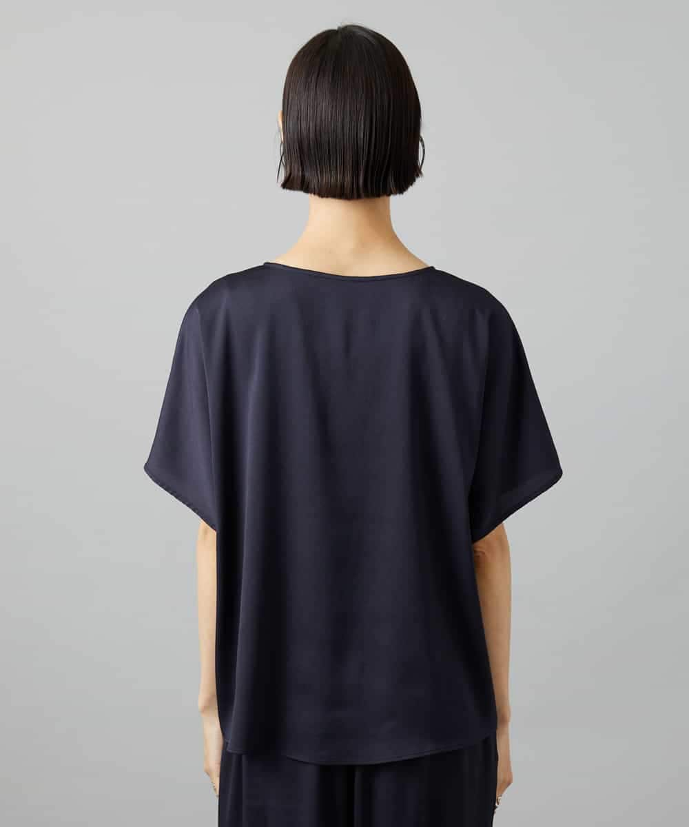 FMBHD02170 MICHEL KLEIN(ミッシェルクラン) [セットアップ対応]Vネックサテンオーバーブラウス ベージュ
