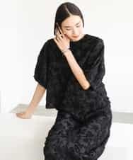FMBHD05230 MICHEL KLEIN(ミッシェルクラン) [セットアップ対応]フラワージャカードブラウス ブラック