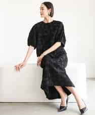 FMBHD05230 MICHEL KLEIN(ミッシェルクラン) [セットアップ対応]フラワージャカードブラウス ブラック