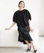 FMBHD05230 MICHEL KLEIN(ミッシェルクラン) [セットアップ対応]フラワージャカードブラウス ブラック