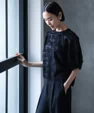 FMBHD05230 MICHEL KLEIN(ミッシェルクラン) [セットアップ対応]フラワージャカードブラウス ブラック