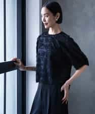 FMBHD05230 MICHEL KLEIN(ミッシェルクラン) [セットアップ対応]フラワージャカードブラウス ブラック