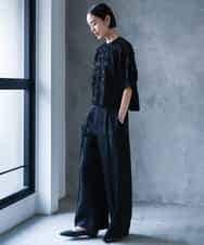 FMBHD05230 MICHEL KLEIN(ミッシェルクラン) [セットアップ対応]フラワージャカードブラウス ブラック