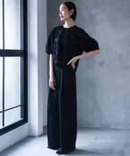 FMBHD05230 MICHEL KLEIN(ミッシェルクラン) [セットアップ対応]フラワージャカードブラウス ブラック