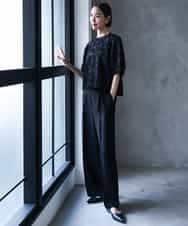 FMBHD05230 MICHEL KLEIN(ミッシェルクラン) [セットアップ対応]フラワージャカードブラウス ブラック