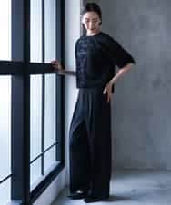 FMBHD05230 MICHEL KLEIN(ミッシェルクラン) [セットアップ対応]フラワージャカードブラウス ブラック