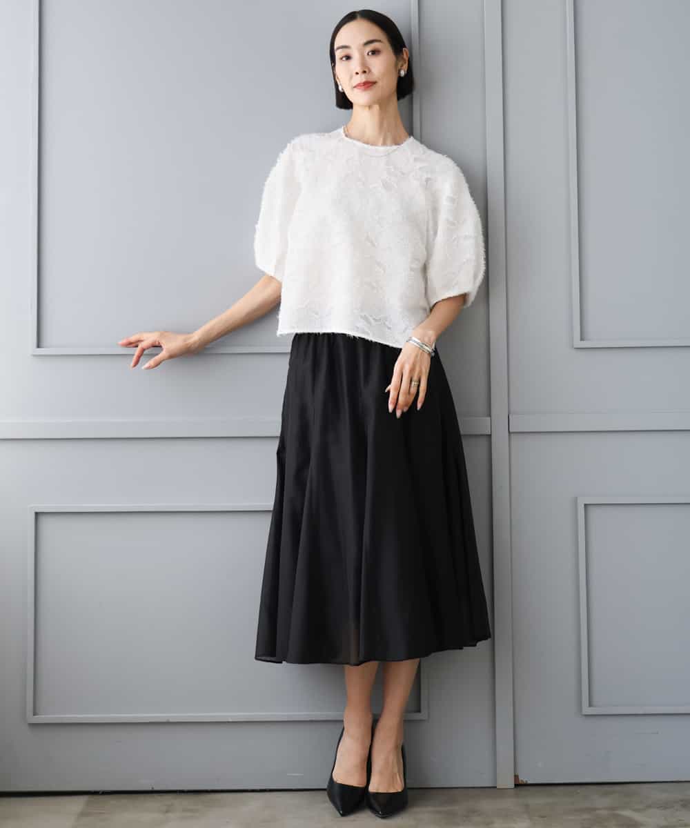 FMBHD05230 MICHEL KLEIN(ミッシェルクラン) [セットアップ対応]フラワージャカードブラウス ブラック