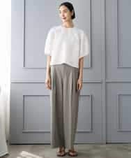 FMBHD05230 MICHEL KLEIN(ミッシェルクラン) [セットアップ対応]フラワージャカードブラウス ブラック