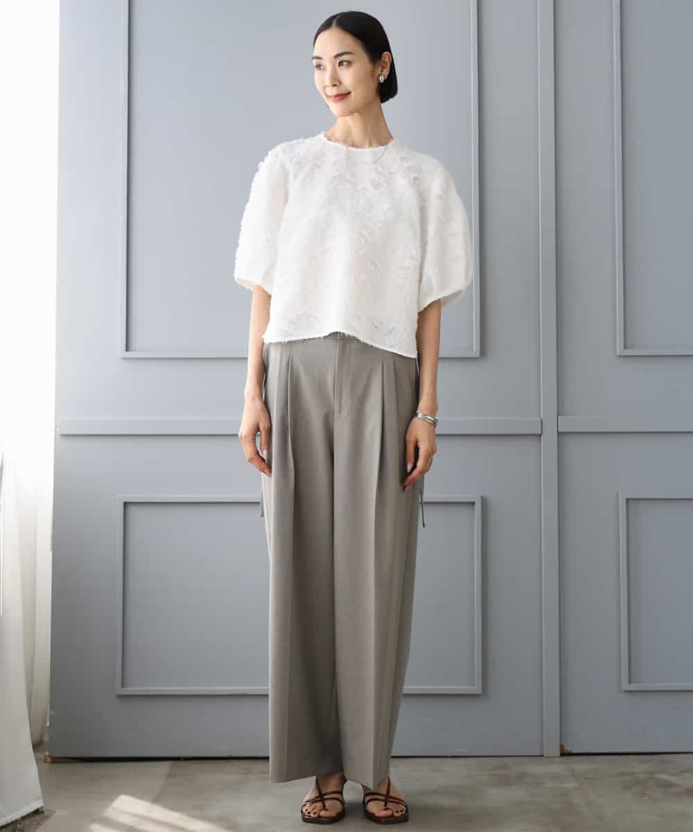 FMBHD05230 MICHEL KLEIN(ミッシェルクラン) [セットアップ対応]フラワージャカードブラウス ブラック