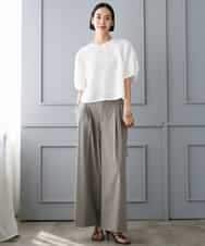 FMBHD05230 MICHEL KLEIN(ミッシェルクラン) [セットアップ対応]フラワージャカードブラウス ブラック