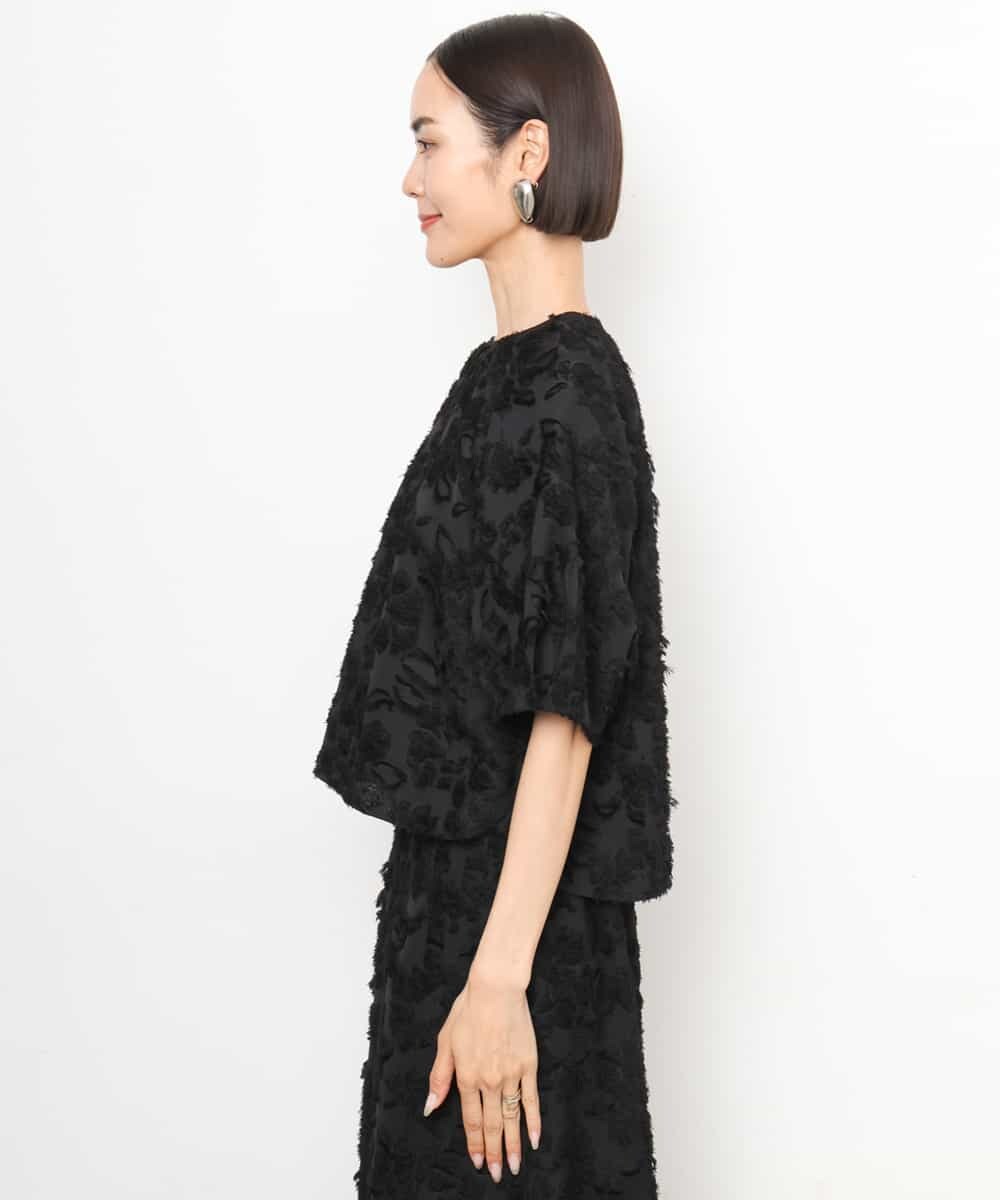 FMBHD05230 MICHEL KLEIN(ミッシェルクラン) [セットアップ対応]フラワージャカードブラウス ブラック