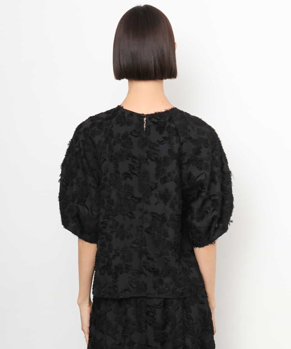 FMBHD05230 MICHEL KLEIN(ミッシェルクラン) [セットアップ対応]フラワージャカードブラウス ブラック