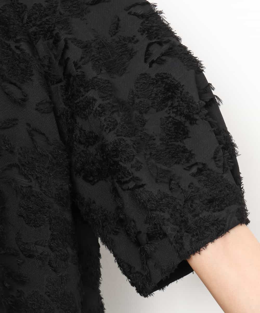 FMBHD05230 MICHEL KLEIN(ミッシェルクラン) [セットアップ対応]フラワージャカードブラウス ブラック