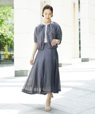 FMBHD05240 MICHEL KLEIN(ミッシェルクラン) [セットアップ対応]デニムライク ギャザーブラウス ネイビー