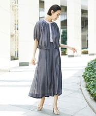 FMBHD05240 MICHEL KLEIN(ミッシェルクラン) [セットアップ対応]デニムライク ギャザーブラウス ネイビー