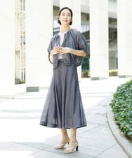 FMBHD05240 MICHEL KLEIN(ミッシェルクラン) [セットアップ対応]デニムライク ギャザーブラウス ネイビー