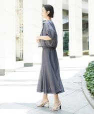 FMBHD05240 MICHEL KLEIN(ミッシェルクラン) [セットアップ対応]デニムライク ギャザーブラウス ネイビー