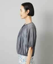 FMBHD05240 MICHEL KLEIN(ミッシェルクラン) [セットアップ対応]デニムライク ギャザーブラウス ネイビー