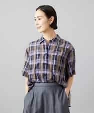 FMBHD06240 MICHEL KLEIN(ミッシェルクラン) シアーチェックシャツ パープル