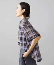 FMBHD06240 MICHEL KLEIN(ミッシェルクラン) シアーチェックシャツ パープル