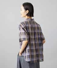 FMBHD06240 MICHEL KLEIN(ミッシェルクラン) シアーチェックシャツ パープル