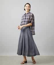 FMBHD06240 MICHEL KLEIN(ミッシェルクラン) シアーチェックシャツ パープル