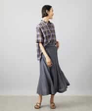 FMBHD06240 MICHEL KLEIN(ミッシェルクラン) シアーチェックシャツ パープル