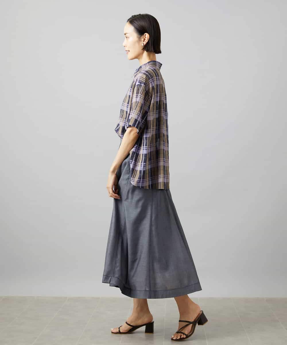 FMBHD06240 MICHEL KLEIN(ミッシェルクラン) シアーチェックシャツ パープル