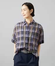FMBHD06240 MICHEL KLEIN(ミッシェルクラン) シアーチェックシャツ パープル