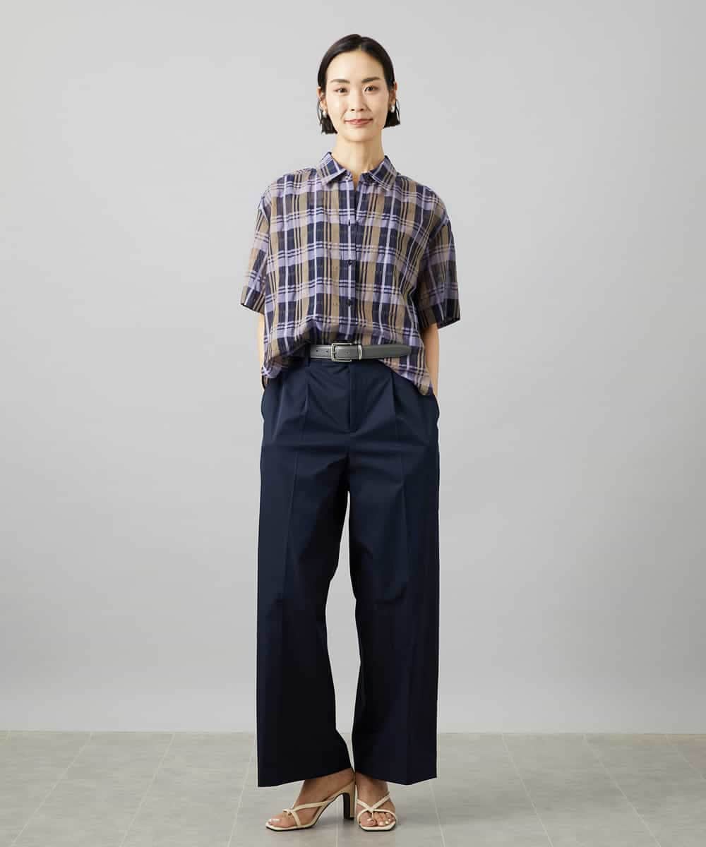 FMBHD06240 MICHEL KLEIN(ミッシェルクラン) シアーチェックシャツ パープル