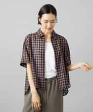 FMBHD06240 MICHEL KLEIN(ミッシェルクラン) シアーチェックシャツ パープル