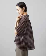 FMBHD06240 MICHEL KLEIN(ミッシェルクラン) シアーチェックシャツ パープル