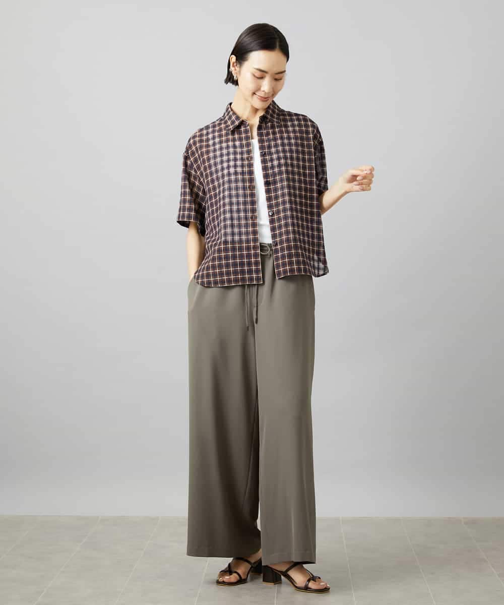 FMBHD06240 MICHEL KLEIN(ミッシェルクラン) シアーチェックシャツ パープル