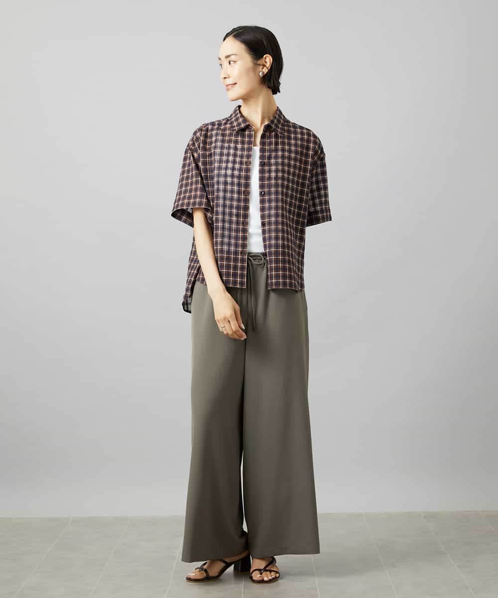 FMBHD06240 MICHEL KLEIN(ミッシェルクラン) シアーチェックシャツ パープル