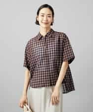 FMBHD06240 MICHEL KLEIN(ミッシェルクラン) シアーチェックシャツ パープル