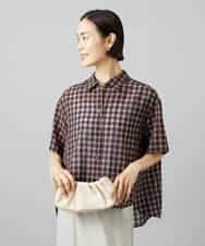 FMBHD06240 MICHEL KLEIN(ミッシェルクラン) シアーチェックシャツ パープル