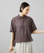 FMBHD06240 MICHEL KLEIN(ミッシェルクラン) シアーチェックシャツ パープル