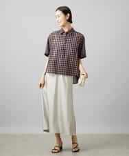 FMBHD06240 MICHEL KLEIN(ミッシェルクラン) シアーチェックシャツ パープル