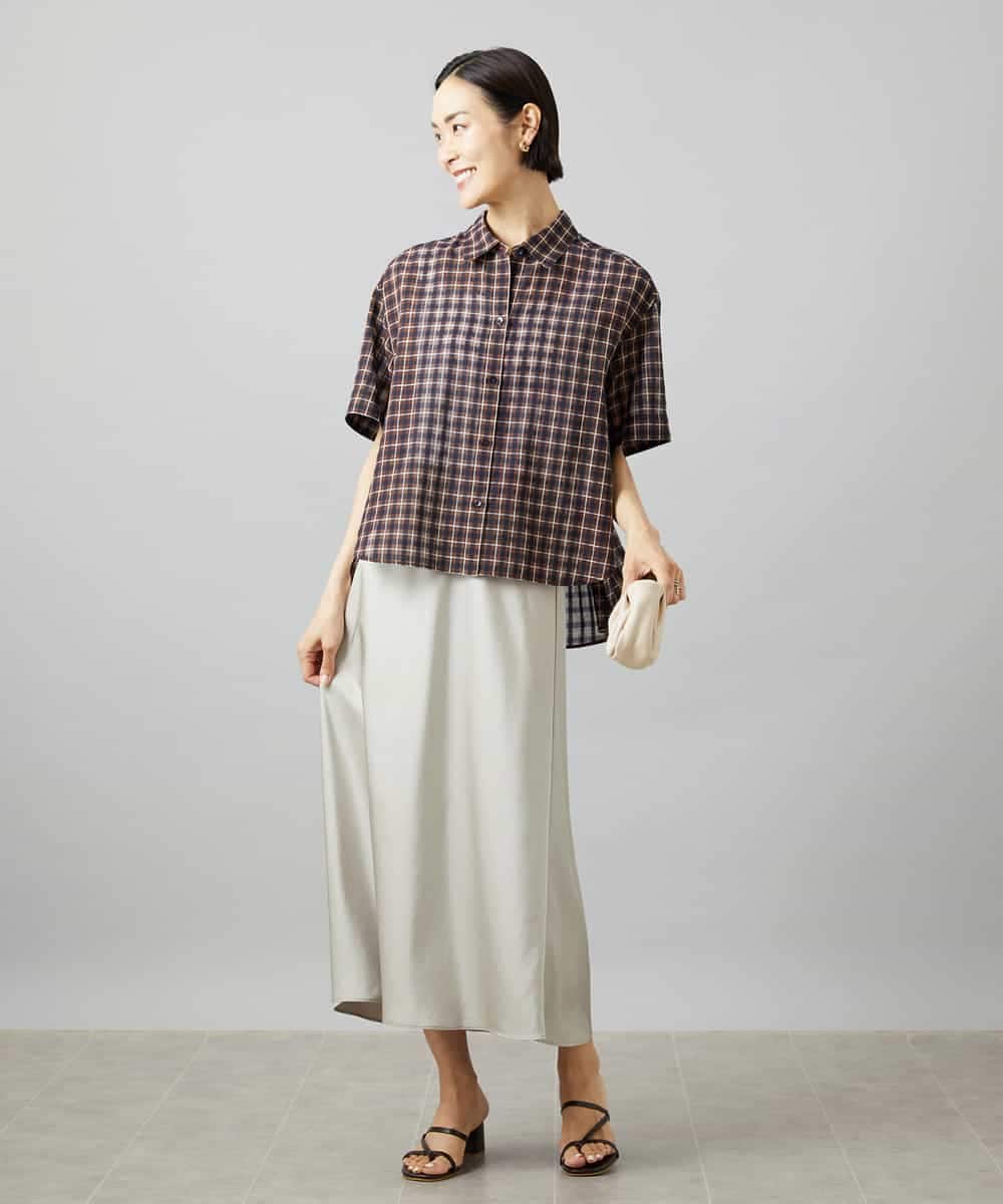 FMBHD06240 MICHEL KLEIN(ミッシェルクラン) シアーチェックシャツ パープル