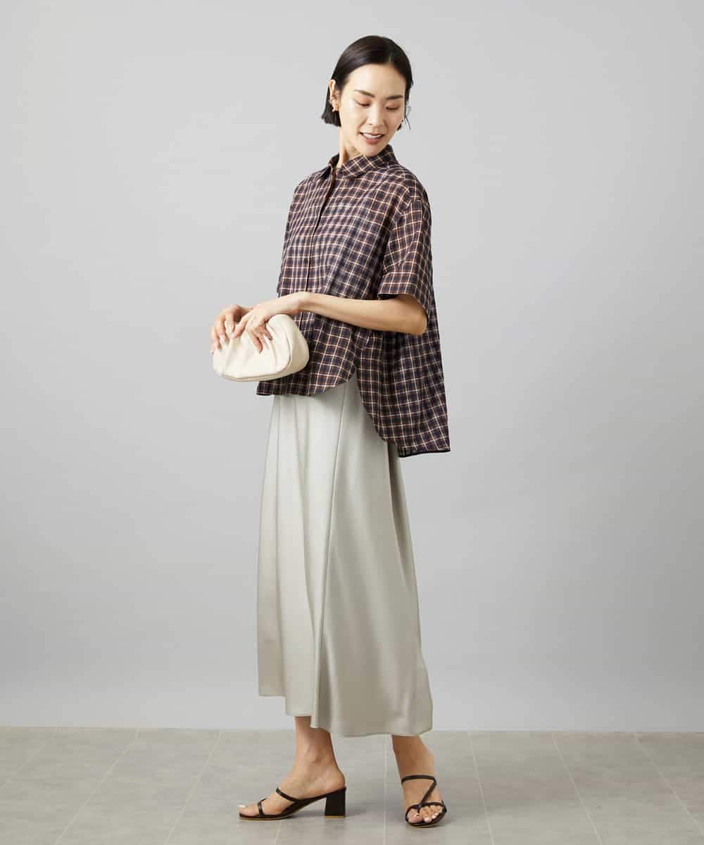 FMBHD06240 MICHEL KLEIN(ミッシェルクラン) シアーチェックシャツ パープル