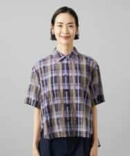 FMBHD06240 MICHEL KLEIN(ミッシェルクラン) シアーチェックシャツ パープル