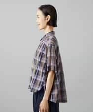 FMBHD06240 MICHEL KLEIN(ミッシェルクラン) シアーチェックシャツ パープル