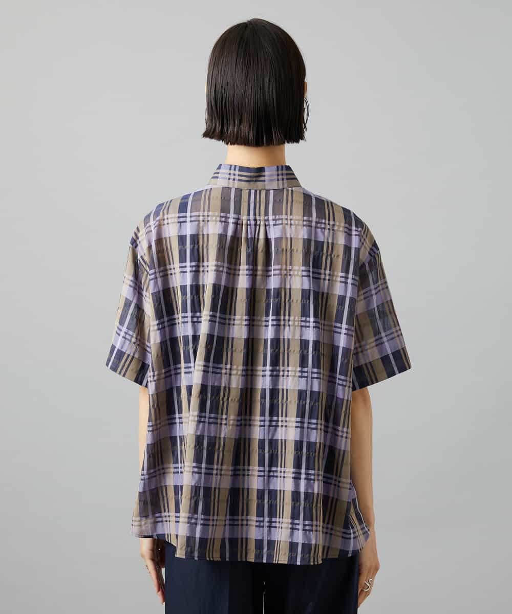 FMBHD06240 MICHEL KLEIN(ミッシェルクラン) シアーチェックシャツ パープル
