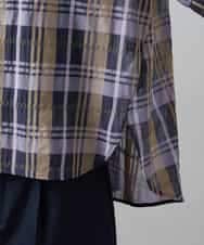 FMBHD06240 MICHEL KLEIN(ミッシェルクラン) シアーチェックシャツ パープル