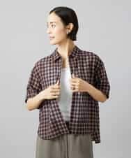 FMBHD06240 MICHEL KLEIN(ミッシェルクラン) シアーチェックシャツ ブラウン