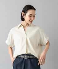 FMBHD16230 MICHEL KLEIN(ミッシェルクラン) スキッパーシャツブラウス ベージュ