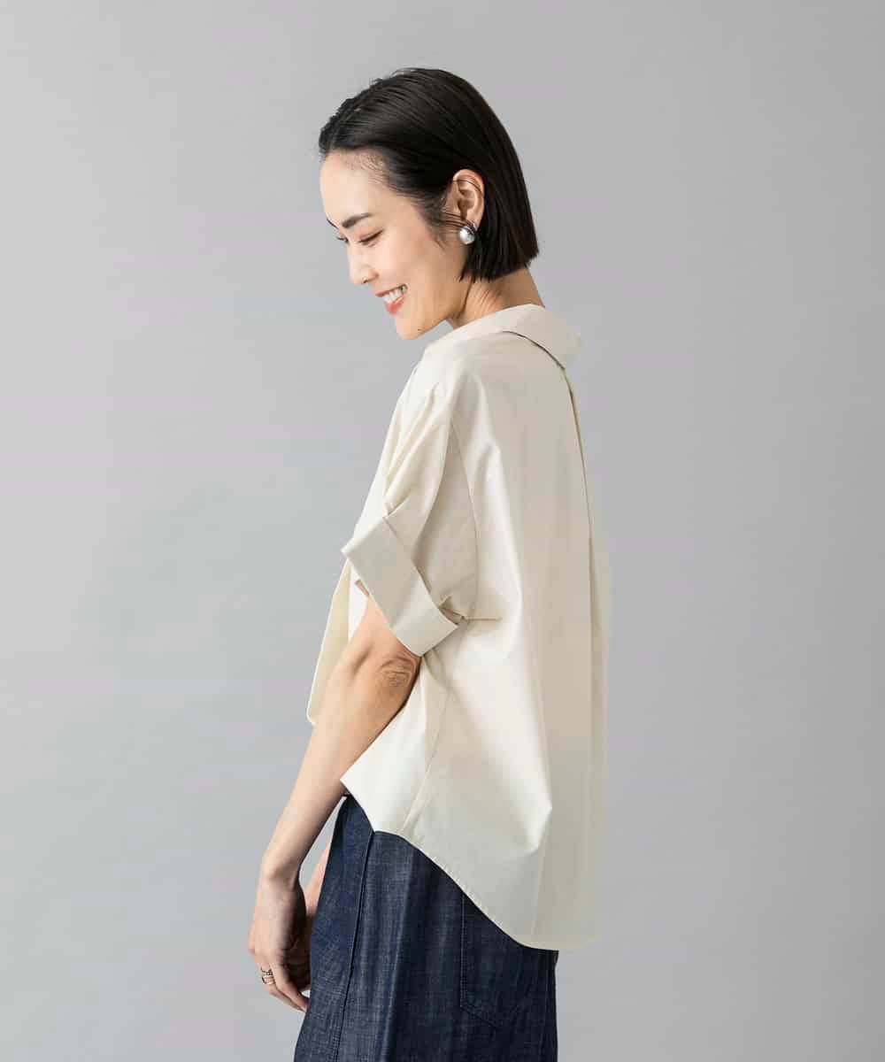 FMBHD16230 MICHEL KLEIN(ミッシェルクラン) スキッパーシャツブラウス ベージュ
