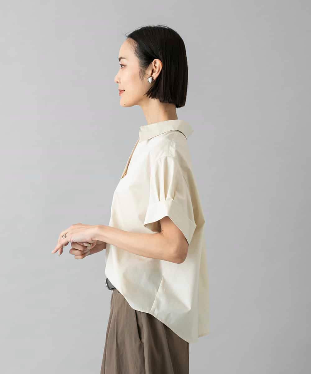FMBHD16230 MICHEL KLEIN(ミッシェルクラン) スキッパーシャツブラウス ベージュ