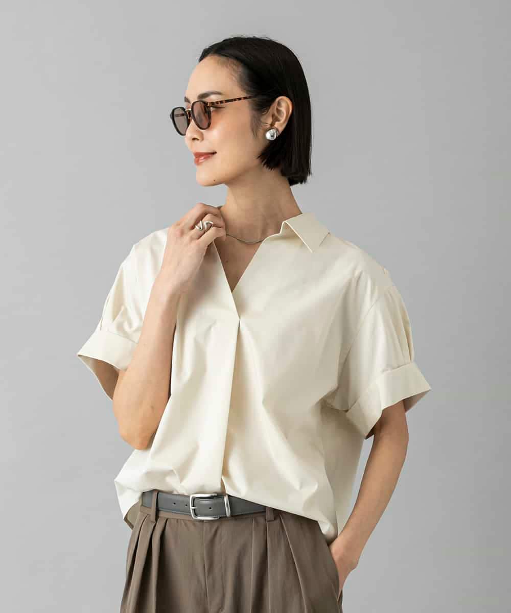 ENFOLD　美品　スキッパーフロントバックタックサイドスリットブラウス スキッパーシャツブラウス(ブラウス・シャツ) | MICHEL KLEIN